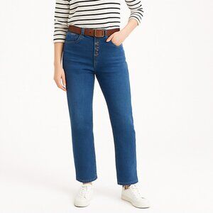 J.Crew Essential Straight Jeans Women's Size 28 Stretch Denim Button Fly CB348